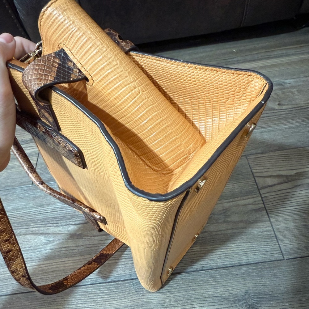 Michael Kors Carmen Small Flap Satchel Cider Multi Embossed Leather Bag - Picture 8 of 16